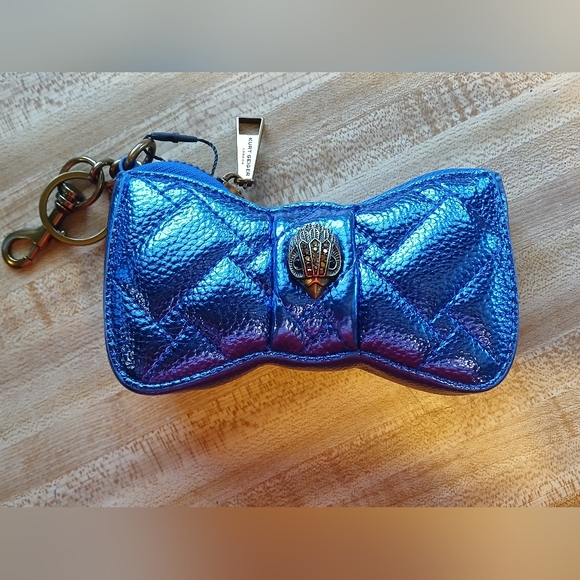 Kurt Geiger NWT/NIB Metallic Indigo Bow Bag Charm / Keychain - Picture 3 of 5